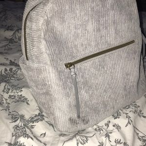 Mini Grey Suede Feather Backpack